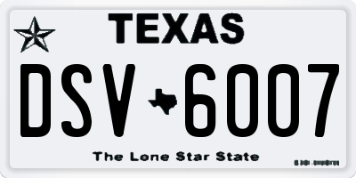 TX license plate DSV6007