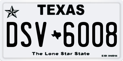 TX license plate DSV6008