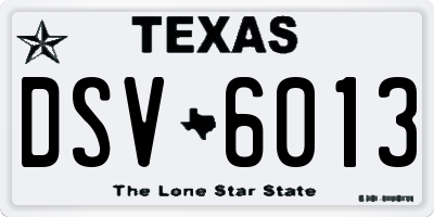 TX license plate DSV6013