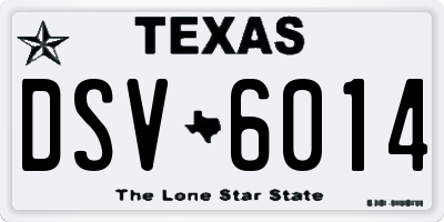 TX license plate DSV6014