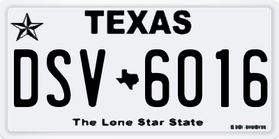 TX license plate DSV6016