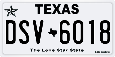 TX license plate DSV6018