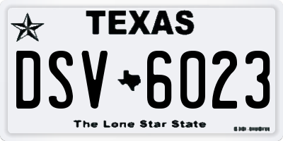 TX license plate DSV6023
