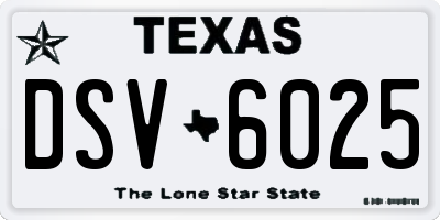 TX license plate DSV6025