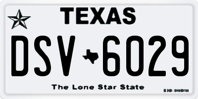 TX license plate DSV6029