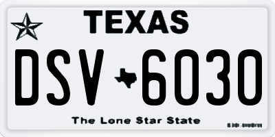 TX license plate DSV6030