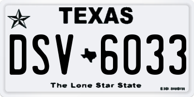 TX license plate DSV6033