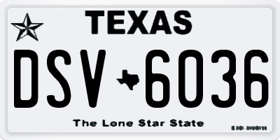 TX license plate DSV6036