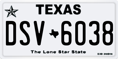 TX license plate DSV6038