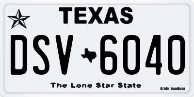 TX license plate DSV6040