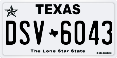 TX license plate DSV6043
