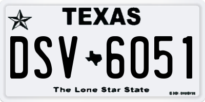 TX license plate DSV6051