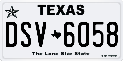 TX license plate DSV6058