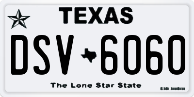 TX license plate DSV6060