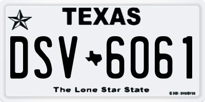 TX license plate DSV6061