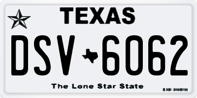 TX license plate DSV6062