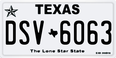 TX license plate DSV6063