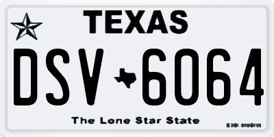 TX license plate DSV6064
