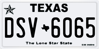 TX license plate DSV6065