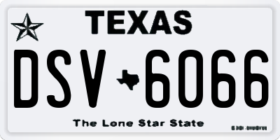 TX license plate DSV6066