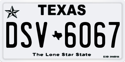 TX license plate DSV6067