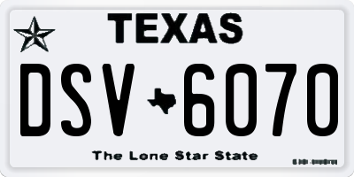 TX license plate DSV6070