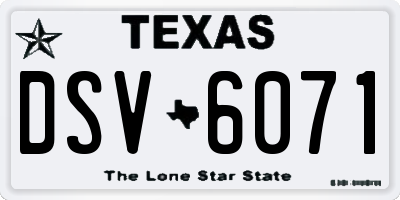 TX license plate DSV6071