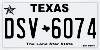 TX license plate DSV6074