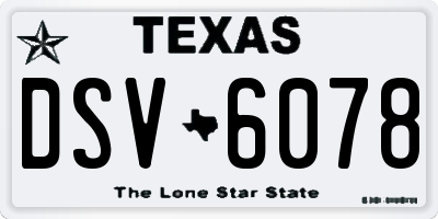 TX license plate DSV6078