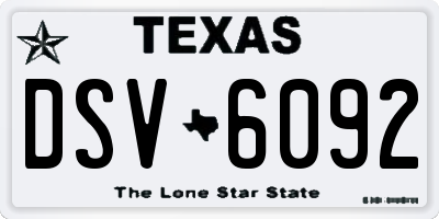 TX license plate DSV6092