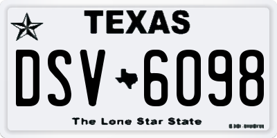 TX license plate DSV6098