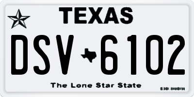 TX license plate DSV6102