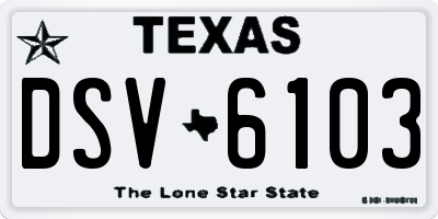 TX license plate DSV6103