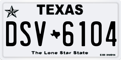 TX license plate DSV6104