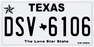 TX license plate DSV6106