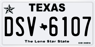 TX license plate DSV6107