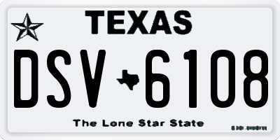 TX license plate DSV6108