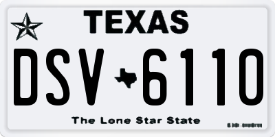 TX license plate DSV6110