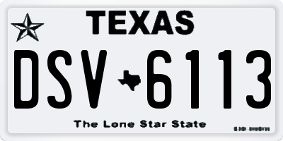TX license plate DSV6113