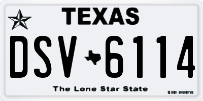 TX license plate DSV6114
