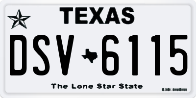 TX license plate DSV6115