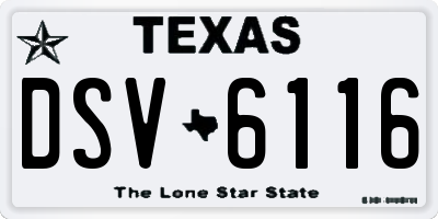 TX license plate DSV6116