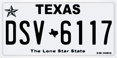 TX license plate DSV6117