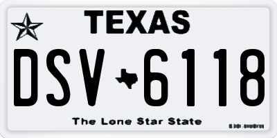 TX license plate DSV6118