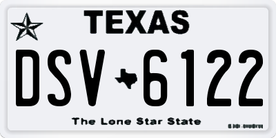 TX license plate DSV6122