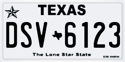 TX license plate DSV6123