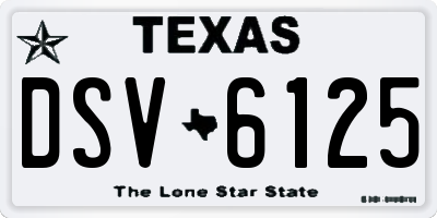 TX license plate DSV6125