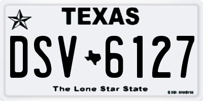 TX license plate DSV6127