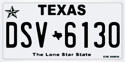 TX license plate DSV6130