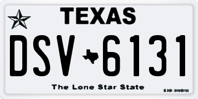 TX license plate DSV6131